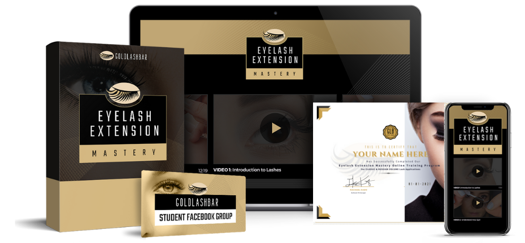 Mockup of Eyelash Extension Mastery Online Training System 